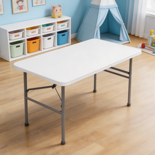 4FT White Foldable Outdoor Table with Handle