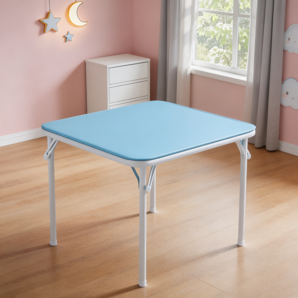 24" Blue & White Kids Padded Folding Table